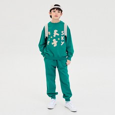 unifriend 兒童小鳥圖案九分迷你毛圈大學T + 束口褲套裝