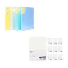 ECO Chungwoon 透明文件夾 20頁 A4 4入+多色透明L型文件夾 10入, 隨機發貨, 1套
