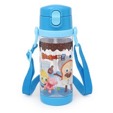 Bread BARBER SHOP 吐司先生髮廊 天才麵包理髮師肩背按壓式吸管水壺, 藍色, 500ml