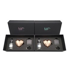 MFUTURE 車用愛心芳香劑墊 玫瑰金 2入+精油 15ml*2入+3cm夾子 2入+精油棉 2入, 油（潔淨棉）, 1套