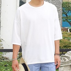 머시따 남성용 오버핏 무지 데일리 7부 티셔츠