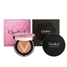 Cledbel V造型氣墊粉餅 粉色 23號 13g+定妝蜜粉 10g, 1套