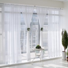 RAUM STUDIO 白色雪紡窗簾 2入, 穿桿式