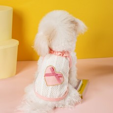 퍼피드림 강아지 캐치러브 하트 프릴 펀칭 나시 10039, 1개, 핑크