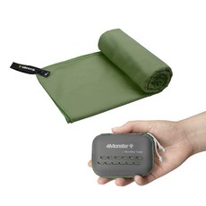 4monster 超細纖維 登山 游泳 旅行 運動 濕式 乾式 極細纖維 多用途毛巾 XS + EVA收納盒 30 x 50 cm, 苔蘚綠, 1個