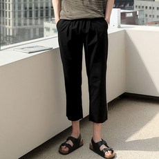 PLAYS 男款素色鬆緊帶9分褲