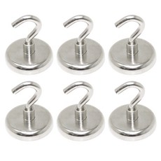 TEAOZ 超強力釹磁鐵環形掛鉤6件組, 銀色