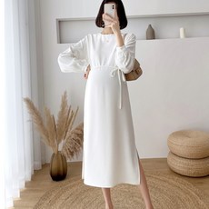 임산부 밑단트임 라운드넥 심플원피스