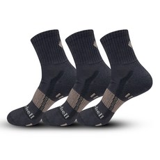 mont-bell 男士 Stone 背面標誌緩震中筒登山襪 3雙 MB-S07, 炭灰色, 1套