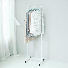 超值移動式立式衣架, 白色, 1個