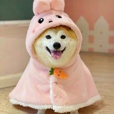 Lanboer 寵物胡蘿蔔兔超細纖維斗篷, 1個, 粉色