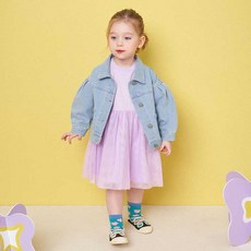 mollimelli 女童愛心泡泡袖牛仔夾克