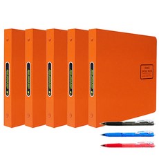 A5 스네이크 바인더 노트 NR3006 5p + 유성펜 3p 세트, 주황(바인더), 랜덤발송(유성펜), 1세트