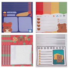 O-ON 捲毛熊每日便條紙 4款 x 50張套組, 混合色, 1套