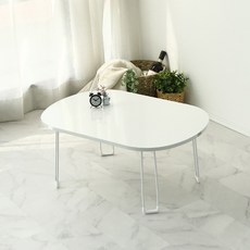 트리팜 LPM 오브제 타원형 720 접이식테이블, 화이트펄