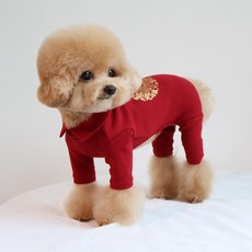 Grooming Dog 狗狗韓服風格王子連身衣, 紅色, 1個