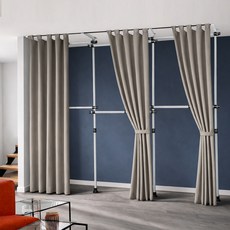 가화홈시스 6단 옷걸이 암막커튼 행거 LB4600STC_CG, 아이보리(기둥/가로봉), 블랙(부품), 코코아그레이지(커튼)