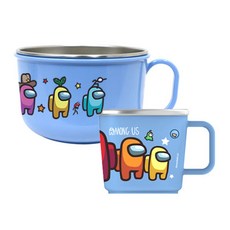 LE BARN AMOUG US防滑不鏽鋼手把麵碗+杯子, 混色, 1組