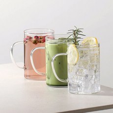 Iwooa 附把手耐熱玻璃杯 400ml, 單一顏色, 3個