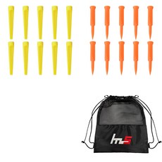 NAYASTYLE 高爾夫塑膠球梯 2種 x 10p + 收納袋套組 GFYP-185-3+177-5PU, 黃色, 橘色