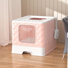 Gaekwacheonsun 貓咪路溫砂盆 + 貓砂鏟套組, 1套, 粉紅色(砂盆)