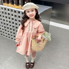 오렌지다몸 여아용 흰꽃잎 레이스 라인 동글 카라 원피스
