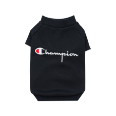 YOUTH DOG Champion風格手寫刺繡刷毛寵物狗短袖T恤, 黑色
