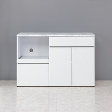 델리 홈카페 슬라이딩 수납형 수납장 1200 세트 방문설치, 마블 화이트