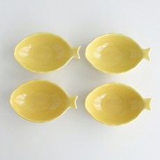 鮮豔魚類迷你碗, 4個, 黃色