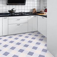 쿼르디 바닥 시트지 바둑판, 블루 + 그레이