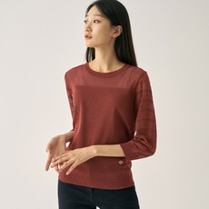 지센 여성용 스카시 배색 풀오버 니트 LFKTN801