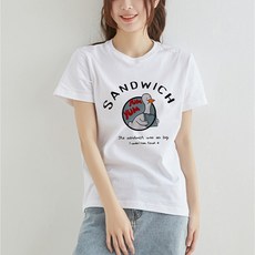 구디프 여성용 펫프렌즈 프린팅 라운드 반팔 티셔츠