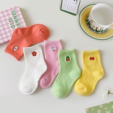 Bidangil 女童可愛夾刺繡襪 5雙