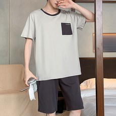 스타일컨택트 남성용 데일리 반팔 잠옷 상하의 세트 TM-8553