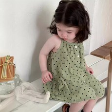 STARDOOR 女童圓點無袖夏日洋裝