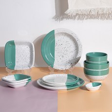 Ardin France Essential 兩人韓式餐具組 12件組, 森林綠, 12件, 1套