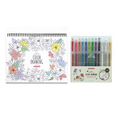 Pinkfoot 著色本 簡易版 隨機出貨+色鉛筆組 12色, 297 x 225 毫米, 1套