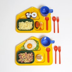 AWAKENSENSE 幼兒用 Happy Pop House 餐盤組, 餐盤 + 碗 + 杯子 + 湯匙 2種 + 叉子, 混和色, 2套