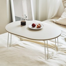 Maison de Comma S號橢圓形圓角折疊桌, 米色