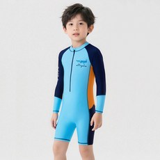 MK 兒童趣味卡通生存游泳訓練連身拉鍊泳衣