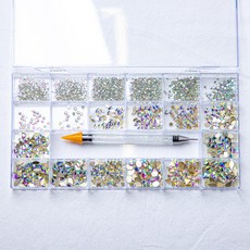 NAILBBAL 美甲銀料水洗扁石AB開店套組, 混合顏色, 1套