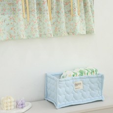 Heart Bong Bong 絎縫多用途收納布籃, 1個, 天藍色