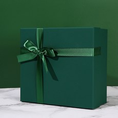 Make Mine 石膏香氛 婚禮 就職典禮 退休典禮 高級緞帶盒 + 填充物組合 1號 14 x 6 cm, 綠色