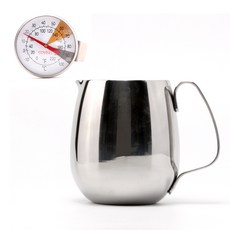 코빙 라운드 304스텐 밀크저그 350ml + 바리스타 온도계 세트, 1세트