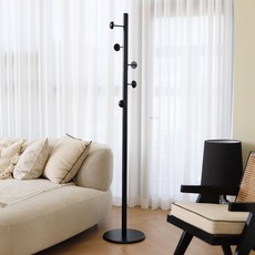 숲속애 원목 라운드 스탠드 옷걸이, 블랙