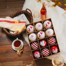 HOMETNER 聖誕樹裝飾 感性小物 擺飾 裝飾品 12種, 1套, 冬季紅, 10cm