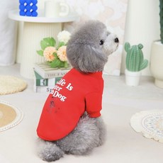 MONCHOUCHOU Coco Studio 寵物 Withdog 刷毛 T恤, 1個, 紅色