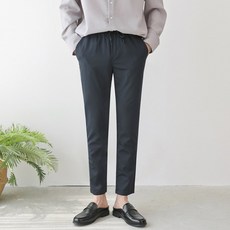 MAN TIME 男士 WBS 防皺大尺碼腰部鬆緊帶基本款九分西裝褲