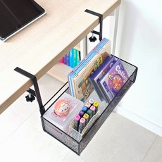 Ju and Ji 免鑽孔多用途書桌收納整理籃, 1個, 黑色