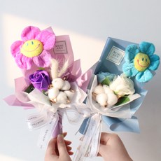 MORIANN 可愛笑臉娃娃花束 2件組, 浪漫紫色, 時尚藍色, 1個